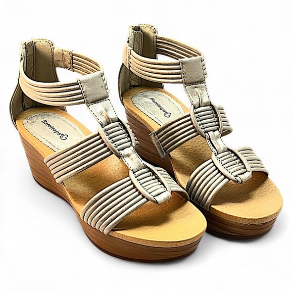 BareTraps Women's Strappy Wedge Sandals Size 10M Gray Metallic - Picture 2 of 10
